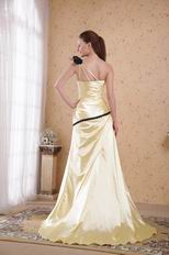 Golden Floor-length One Shoulder Side Split Evening Dress