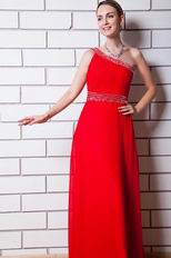 Sweet One Shoulder Scarlet Dress For Evening Wear Online