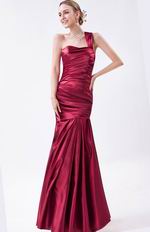 One Shoulder Column Corset Mermaid Cardinal Evening Dress