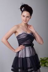 Tea Length Layers Skirt Black Evening Dress With Lace