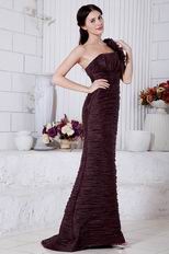 Unique Pleated Mermaid Brown Organza Evening Dress