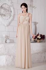 Best One Shoulder Champagne Chiffon Evening With Rosette