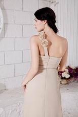 Best One Shoulder Champagne Chiffon Evening With Rosette