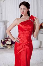 Discount One Shoulder Mermaid Silhouette Scarlet Evening Dress