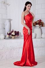 Discount One Shoulder Mermaid Silhouette Scarlet Evening Dress