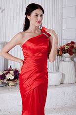 Discount One Shoulder Mermaid Silhouette Scarlet Evening Dress