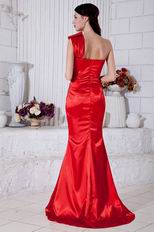 Discount One Shoulder Mermaid Silhouette Scarlet Evening Dress