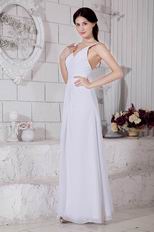 Straps White Chiffon Formal Evening Dress With Side Slit