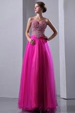 Cheap Sweetheart Beaded Fuchsia Celebrity Evening Dress