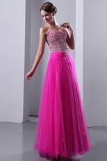 Cheap Sweetheart Beaded Fuchsia Celebrity Evening Dress