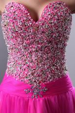 Cheap Sweetheart Beaded Fuchsia Celebrity Evening Dress