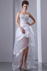 Luxurious Crystals High Low Edge Piping Evening Dress