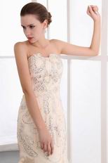 Gorgeous Strapless Beaded Fishtail Champagne Evening Dress