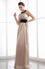 Beautiful Halter Black Belt Champagne Women Evening Wear