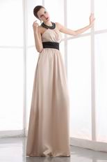 Beautiful Halter Black Belt Champagne Women Evening Wear