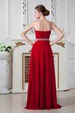 Quality One Shoulder Beaded Wine Red Evening Dresses