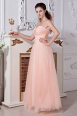 Sweetheart Beaded Orange Net Prom Evening Dress