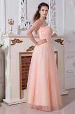 Sweetheart Beaded Orange Net Prom Evening Dress