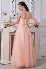 Sweetheart Beaded Orange Net Prom Evening Dress