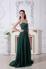 Sweep Dark Green Chiffon Floor Length Evening Dress