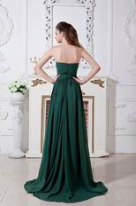 Sweep Dark Green Chiffon Floor Length Evening Dress