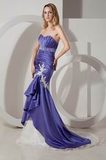 Beautiful Mermaid Blue Violet Lace Skirt Evening Dress