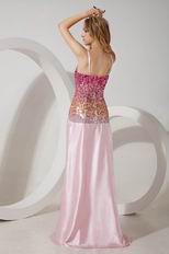 Unique Multi Colors Sequin Pink Evening Dress Wit Split