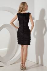 Modest Off Shoulder Layers Black Short Evening Dress