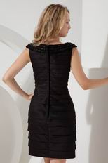 Modest Off Shoulder Layers Black Short Evening Dress
