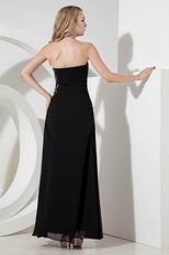 Social Occasion Black Evening Dress With Floor Length Side Splite Skirt