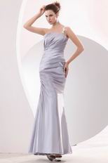 Affordable Left Strap Mermaid Silver Evening Dress
