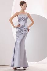 Affordable Left Strap Mermaid Silver Evening Dress