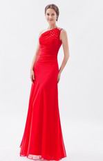 Allure One Shoulder Floor Length Evening Dress In Red