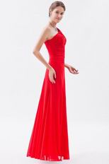 Allure One Shoulder Floor Length Evening Dress In Red