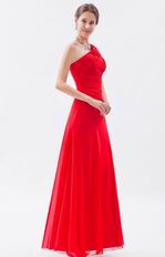 Allure One Shoulder Floor Length Evening Dress In Red