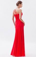 Allure One Shoulder Floor Length Evening Dress In Red
