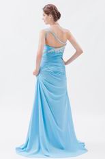 Elegant Appliqu One Shoulder Aqua Chiffon Evening Gown