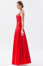 V-neck Spaghetti Straps Scarlet Formal Evening Dress