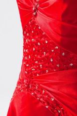 V-neck Spaghetti Straps Scarlet Formal Evening Dress