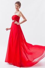 Strapless Sweetheart Scarlet Chiffon Evening Party Dress