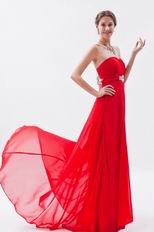Strapless Sweetheart Scarlet Chiffon Evening Party Dress