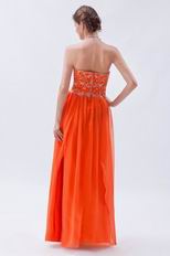 Strapless Embroidery Orange Red Formal Evening Dress