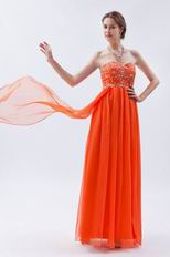 Strapless Embroidery Orange Red Formal Evening Dress