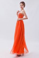 Strapless Embroidery Orange Red Formal Evening Dress