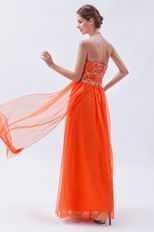 Strapless Embroidery Orange Red Formal Evening Dress