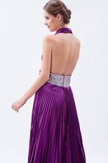 Old Style Noble Halter Purple Evening Dress With Sequin Sash