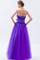 Elegant Beaded Blue Violet Evening Party Dress With Ribbon