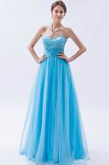 Modest Sweetheart Deep Sky Blue Evening Dress 2014