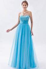 Modest Sweetheart Deep Sky Blue Evening Dress 2014