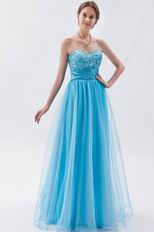 Modest Sweetheart Deep Sky Blue Evening Dress 2014